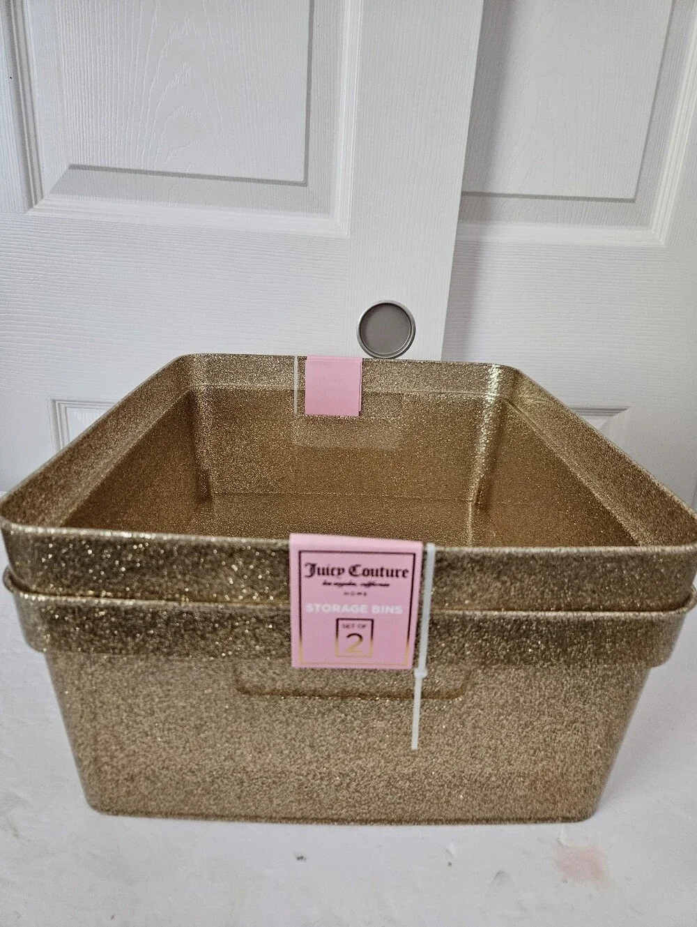Juicy Couture NWT Set Of 2 Glitter Storage Bins - Picture 1 of 4